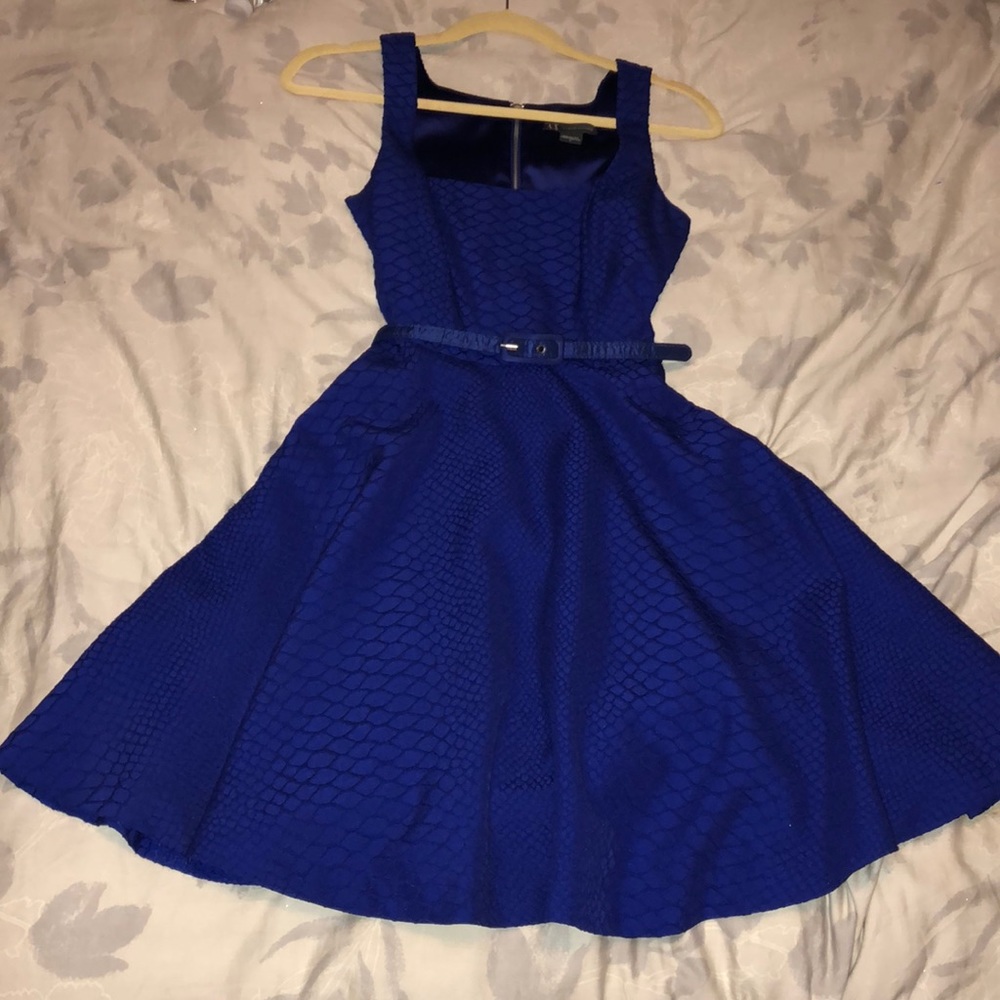 Textured Blue A-line dress